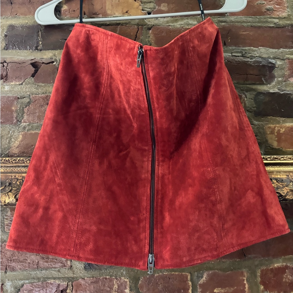 Anthropology BLANKNYC Red-Orange Suede Skirt